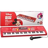 Lifelong Disney Mickey Electronic Piano Keyboard 61 Keys Mic One Side Speaker 16 Tones 10 Rhythms 8 Percussions Song Record Finger Chord Demo Modes Microphone USB Powered 2 years