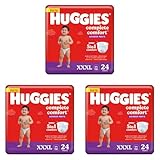 Huggies Complete Comfort Wonder Pants Triple Extra Large XXXL Size 17 Kgs Baby Diaper Pants 24 count5 benefits in 1 diaper Bubble Bed softness Upto 12 hour overnight absorption Pack of 3