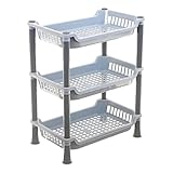 TEXRO 3Layer Kitchen Rack StandMultipurpose Rack for StorageVegetable Stand for Kitchen Storage RackDurable Kitchen Racks for Storage Grey