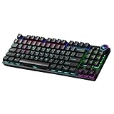 Aula M75 TriMode 24GBluetoothWired Hot Swappable RGB Backlit Wireless Mechanical Gaming Keyboard All Key AntiGhosting Dual Mode Knob with Multimedia Buttons Black Red Switches