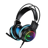 Geonix Audicle Uno Stereo Wired Gaming On Ear Headphone with RGB Light for earcups 50mm Neodymium Drivers 2 Meter Nylon Braided Flexible mic Suspension Headband 35mm USB Connector Black