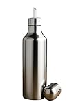 TOSAA Stainless Steel Oil Can Easy Flow Stainless Steel Oil Dispenser Bottle with Cap AirTight SpillProof 750 ML