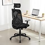 Nilkamal Verona High Back Mesh Office Chair with HeadrestAdjustable Height and ArmrestsAdjustable LumbarChair for Home Desk StudyBlack