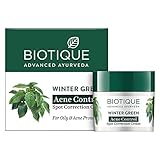 Biotique Bio Winter Green Spot Correcting Anti Acne Cream Acne Control Spot Correction Clears Blemishes Enhances Skin Texture 100 Botanical Extracts Suitable for All Skin Types 15G