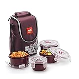 CELLO MF Click Lunch Box with Insulated Jacket Brown 3 x 300ml Containers 1 x 180 ml Pickel Container
