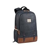 Gear Classic 20L Small Faux Leather Water Resistant Anti Theft 3 Compartment Laptop BackpackBackpack for MenWomen NavyTan