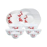 Larah by Borosil Ruby Opalware Dinner Set 27 Pcs White for 1309