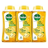 Dettol Lime Fresh Body Wash and Shower Gel Bottle for Women and Men Pack of 3 250ml each