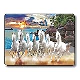 SAF paintings 7 Running Horses Vastu UV Teatured Digital Reprint Framed Painting