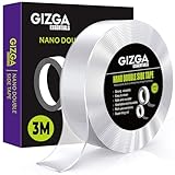 GIZGA esials Nano Tape Double Sided Heavy Duty Reusable Washable Gel Grip No DrillNo Residue Multipurpose Super Sticky Wall Mounting Tape for Home Office Car 3 Meter Transparent