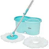Amazon Brand Presto Spin Mop with Plastic Bucket Set Blue