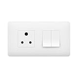 Wipro Northwest Venia Switch Combo of 4M Plate 1M 6A Switch x2 6A 3Pin Socket White Kit