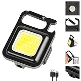 HACER Keychain Flashlight 4 Light Mode Magnetic Work LED 6W USB Rechargeable Bottle Opener Water Resistant for Camping Night Time Trekking