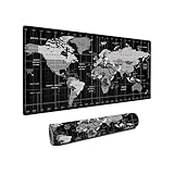 Dyazo Large World Map AntiSlip Extended Desk Mat Mouse Pad Computer Size 800 x 300 x 3 mm Black No Logo