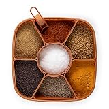 HomeWiz Plastic Square 7 Sections Multipurpose Kitchen Storage Masala Rangoli Dabba Box Set