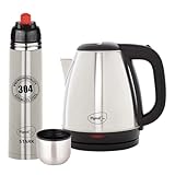 Pigeon 15 L Kettle With 1000 ml Stark Flask Pack of 2 Silver Steel