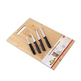 Pigeon by Stovekraft Medium Natural Bamboo Wood Chopping Cutting Board Knife Set