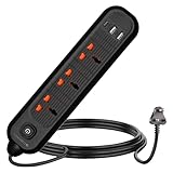 ZEBRONICS Power BAR 132 Extension BoardStrip 2000 Watts 10 Amps 1x Type C Port 3X Universal Socket 2X USB Port LED Indicator OnOff Switch Wall Mountable 3 Meter Black