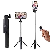 SOOPII 3in1 Selfie Stick with Bluetooth Remote Foldable Tripod Stand Compact Extendable Upto 70 cm 275 inches Mobile Stand Holder for iPhone and Android Devices