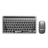 Amazon Basics Wireless Keyboard and Mouse Set with Bluetooth multiconnect 24GHz Receiver1600 DPI SmartphoneTablet Holder Built in Rechargeable Battery