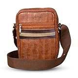 Lifelong Mens and Womens Genuine Leather Sling Bag Crossbody Shoulder Bag for Travel Office Vegan Leather Bag with Adjustable Strap Spacious Design Lightweight Bag for Men Women Tan