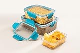 ATTRO Smart Lock Fridge Containers PET Plastic Jars Airtight Lids MultiPurpose Kitchen Organiser for Pulses Cereals Spices More Light Blue Set Of 3350ml 750ml 1500ml