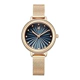 Fastrack Stunners X Quartz Analog with Dark Blue Dial Rose Gold Stainless Steel Strap Watch for Girls