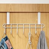 Crasts Over The Door Hook Hanger Hanging Organizer Rack Steel Door Hook Hanger Wall Hook Rack 7 Hooks White