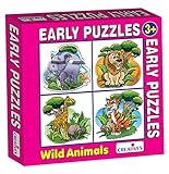 Creatives Early Puzzles Step 1 Wild Animals Learning Educational Children Fun Game Play n Learn Puzzles Knowledge of Wild Animals for 3 Up