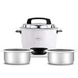 Pigeon by Stovekraft Joy Rice Cooker with Double pot 1 litres White