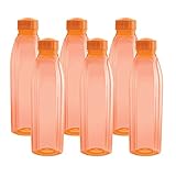 CELLO Crystal Water Bottles Set of 6 1000 ml Each Orange