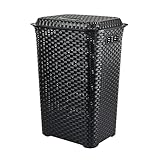 Cello Eliza Plastic Laundry Basket with Lid Black 50 Ltrs Lightweight and Portable