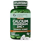 Carbamide Forte Veg Calcium And Vitamin D3 Tablets Calcium Tablets for Women Men Magnesium Zinc Supplement With Vitamin D3 K2 MK7 To Support Bones health Joints Immunity 120 Tablets