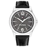 Tommy Hilfiger Analog Grey Dial Leather Strap Watch for Men 3960