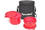 Signoraware Executive Plastic Small Lunch Box Set with Bag 2Pieces Red