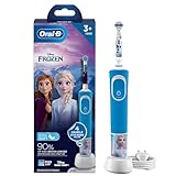 Oral B Kids Frozen Rechargeable Rotating Electric Toothbrush 2 Brushing Modes Daily Sensitive 2 Min Timer with Quadpacer 2 Year Warranty IPX7 Water Resistant Round Brush Head