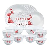 Larah by Borosil Ruby Opalware Dinner Set 28 Pcs 1326
