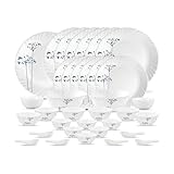 La Opala Novo Collection Opal Glass Dinner Set 35 pcs Aqua Spray White