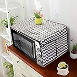 PrettyKrafts Microwave Oven Top Dustproof Cover Protector Decorative Kitchen Appliance Cover with Side 4 Utility Pockets Free Size 13 x 40 inches Wave Black