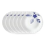 Larah by BOROSIL Morning Glory 6 Pcs Opalware Plate Set Dia 10 inch White