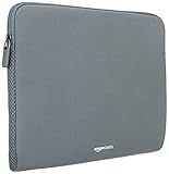 Amazon Basics Laptop Bag Sleeve Case Cover Pouch for 15Inch 156Inch Laptop for Men Women Slim Profile Neoprene Soft Puffy Fabric Lining 360 Protection Smooth Premium Zipper Grey