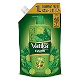 Dabur Vatika Health Shampoo 1 L Refill Pouch With 7 Natural Ingredients For Smooth Shiny Nourished Hair Repairs Hair Damage Controls Frizz For All Hair Types Goodness of Henna Amla