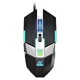 Ant Esports GM90 RGB Wired Gaming Mouse 3600 DPI Adjustable Optical Sensor 6 Programmable Buttons Ergonomic USB Mouse for PC Laptop Gaming Office Work Study Smooth Tracking Computer Mouse Black