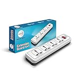 wipro 41 Extension Board 4 Universal Socket with Single Switch 2 Meter Long Cord Child Safety Auto Cutoff Fire Resistant Multiplug Socket for Home Office Pack of 1 White 120 Volts
