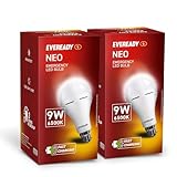Eveready 9W Emergency Inverter LED Bulb Cool Day Light 6500K Rechargeable Bulb with 3 Hours Backup Ideal for Powercuts Energy Efficient B22 Base Pack of 2