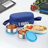 CELLO Double Treat Set of 3 Pcs Lunch Box with Jacket For Daily Use Blue