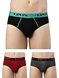 Levis 065 Mens Pure Cotton Solid Brief Mid Rise Outer Elastic Waistband Pack of 3 Assorted