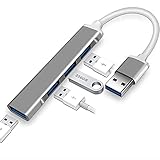 STRIFF USB 30 Hub 4 Port USB Hub SplitterPortable USB Adapter Mini Multiport Expander for Desktop Laptop Xbox Flash Drive HDD Console Printer PC Keyboards HP Dell