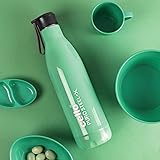 Cello Puro SteelX Neo 900 Inner Steel Insulated Water Bottle 720ml Green ISI Certified PU Insulated BPA Free Leakproof Insulated Cold Water Bottle for Office School Cycling Gym Travel