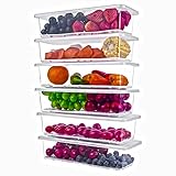 Xiran 6 Fridge Storage Boxes Fridge Organizer With Removable Drain Plate Lid 1500Ml